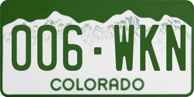 CO license plate 006WKN