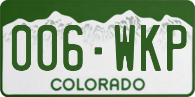 CO license plate 006WKP