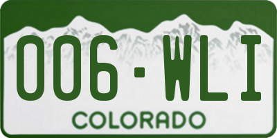 CO license plate 006WLI