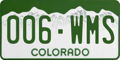CO license plate 006WMS
