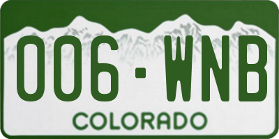 CO license plate 006WNB