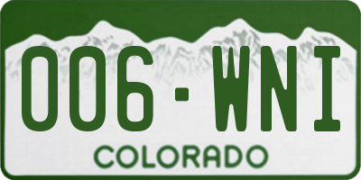 CO license plate 006WNI
