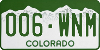 CO license plate 006WNM