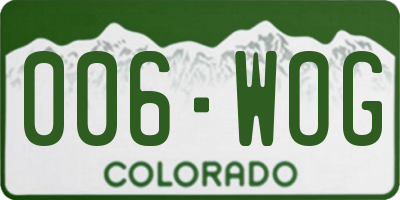 CO license plate 006WOG