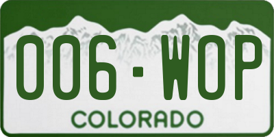 CO license plate 006WOP