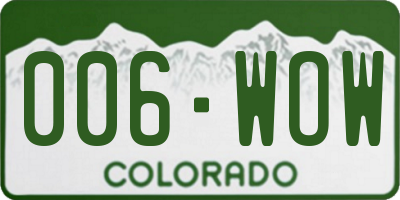 CO license plate 006WOW