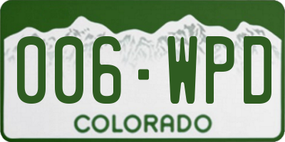 CO license plate 006WPD