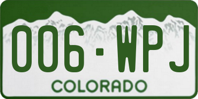 CO license plate 006WPJ
