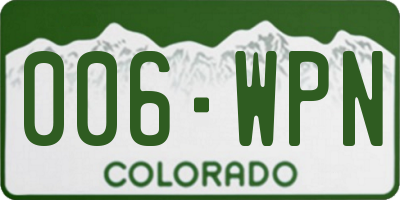 CO license plate 006WPN