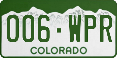 CO license plate 006WPR