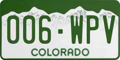 CO license plate 006WPV