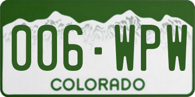 CO license plate 006WPW