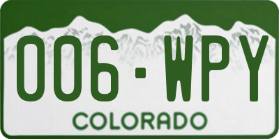 CO license plate 006WPY