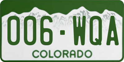 CO license plate 006WQA
