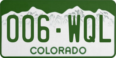 CO license plate 006WQL