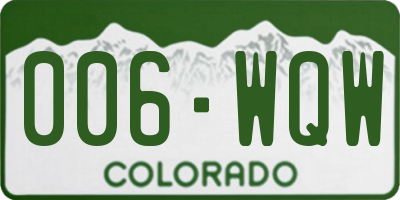 CO license plate 006WQW