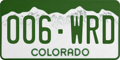 CO license plate 006WRD