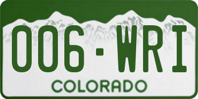 CO license plate 006WRI