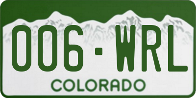 CO license plate 006WRL