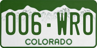 CO license plate 006WRO