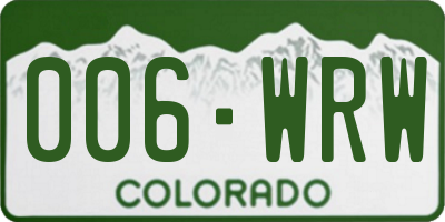 CO license plate 006WRW