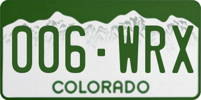 CO license plate 006WRX