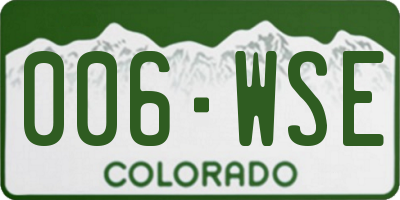 CO license plate 006WSE