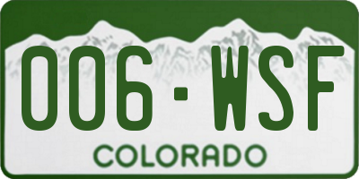 CO license plate 006WSF