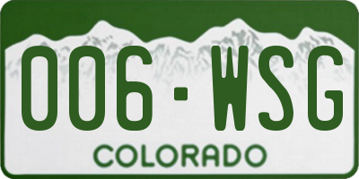 CO license plate 006WSG