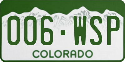 CO license plate 006WSP