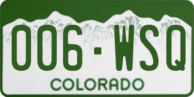 CO license plate 006WSQ