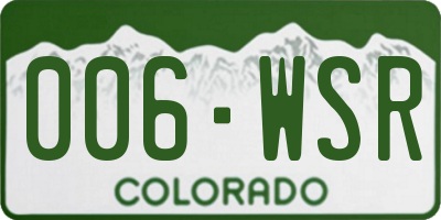 CO license plate 006WSR