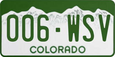 CO license plate 006WSV