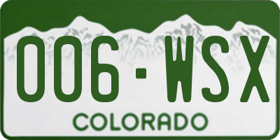 CO license plate 006WSX