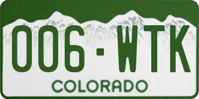 CO license plate 006WTK