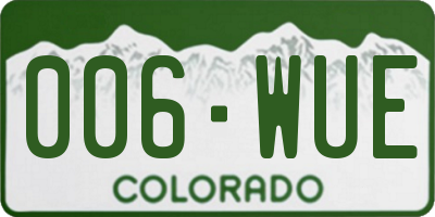 CO license plate 006WUE