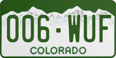 CO license plate 006WUF