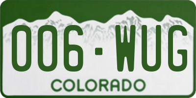 CO license plate 006WUG