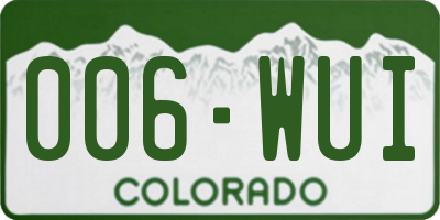 CO license plate 006WUI