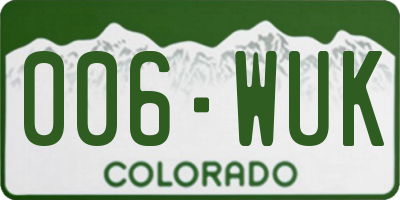 CO license plate 006WUK