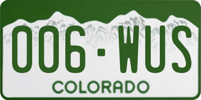 CO license plate 006WUS