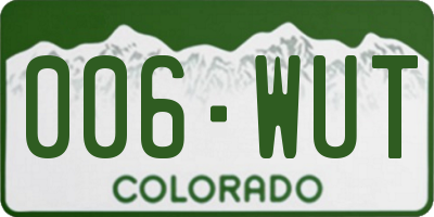 CO license plate 006WUT