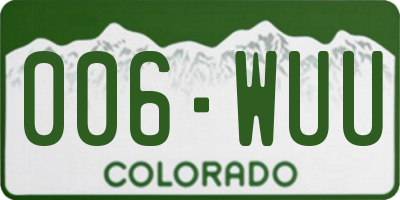 CO license plate 006WUU