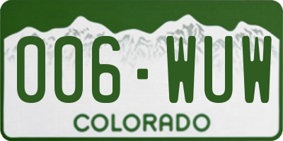 CO license plate 006WUW