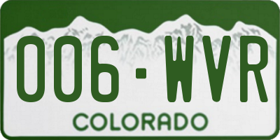 CO license plate 006WVR