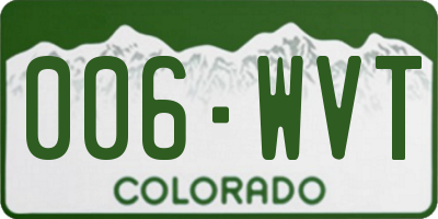 CO license plate 006WVT