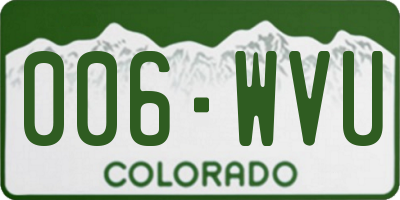 CO license plate 006WVU
