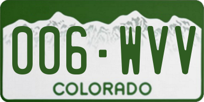 CO license plate 006WVV
