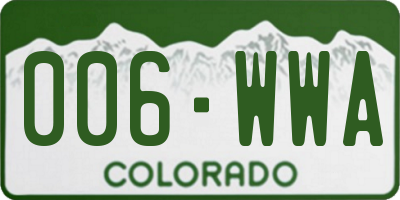 CO license plate 006WWA