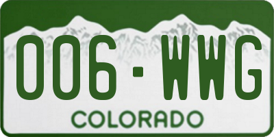 CO license plate 006WWG